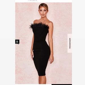 House of CB ‘Bianca’ black strapless feather dress
